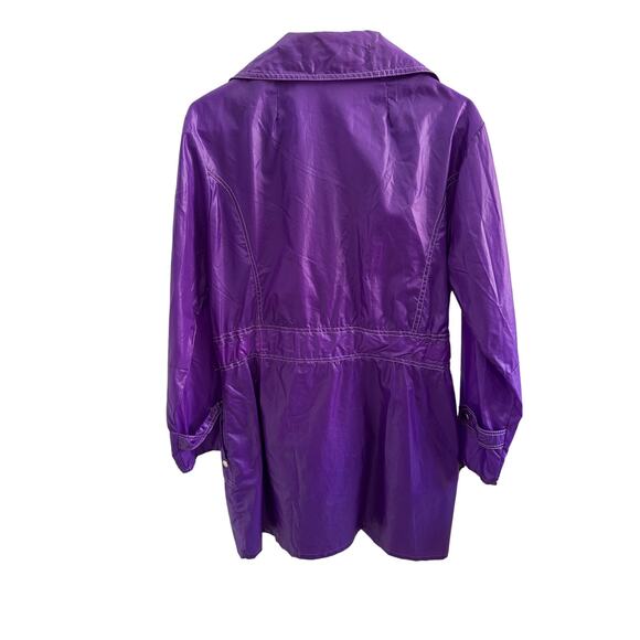 Vintage 1970s Purple Nylon Rain Coat Snap-Front Jacket - Picture 3 of 11